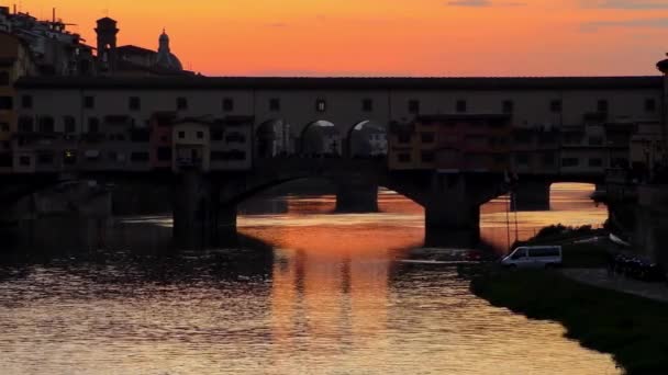 Widok Most Ponte Vecchio Florencji Włochy — Wideo stockowe