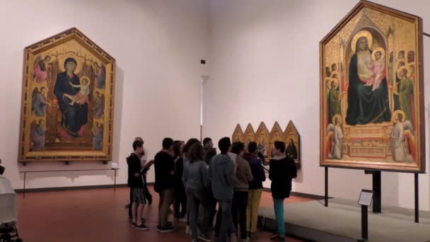 Florence Italië April 2015 Niet Geïdentificeerde Personen Uffizi Galerij April — Stockvideo