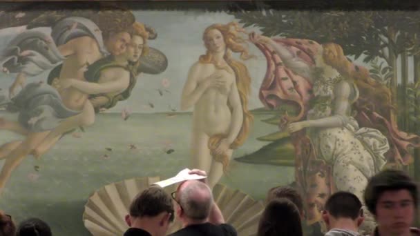 Imágenes Personas Mirando Famosa Pintura Nacimiento Venus Del Artista Sandro — Vídeos de Stock