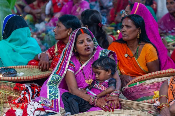 Indianos Não Identificados Celebração Festival Religioso Chhas Hindu Novembro 2013 — Fotografia de Stock