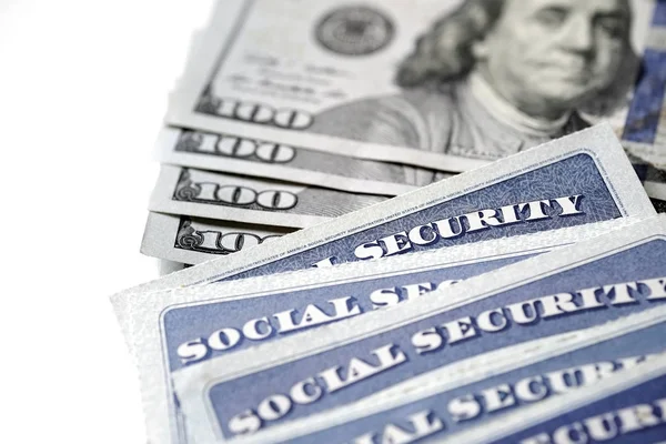 Sociale Zekerheid Kaarten Voor Identificatie Pensionering Usa — Stockfoto