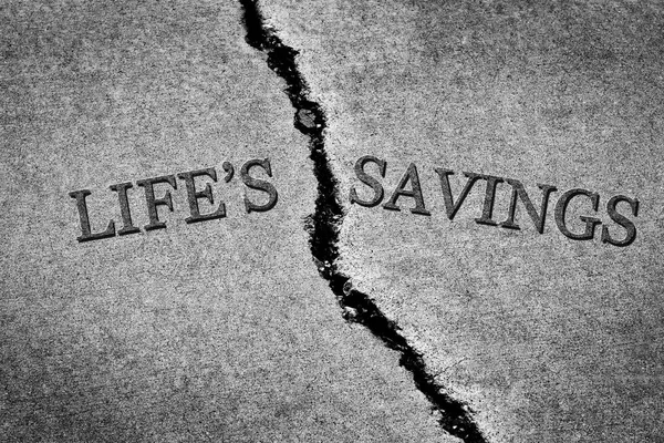 Old Cracked Sidewalk Broken Dangerous Cement Lost Life Savings Poor — Stock Photo, Image
