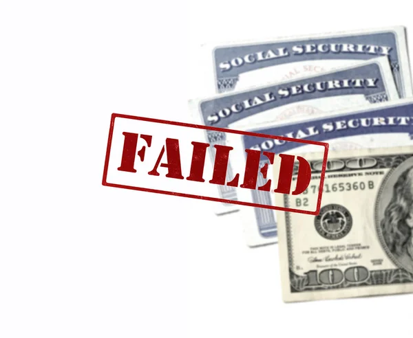 Social Security Cards System Failed Failure Red Stamp — Stock Photo, Image