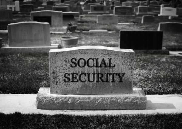 Mislukking Van Sociale Zekerheid Vertegenwoordigd Door Begraafplaats Grafsteen Marker — Stockfoto