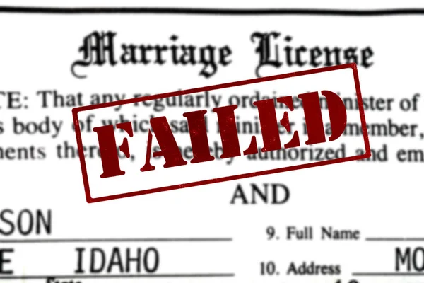 Marriage certificate paperwork certification for being married nuptials with Failed Stamp