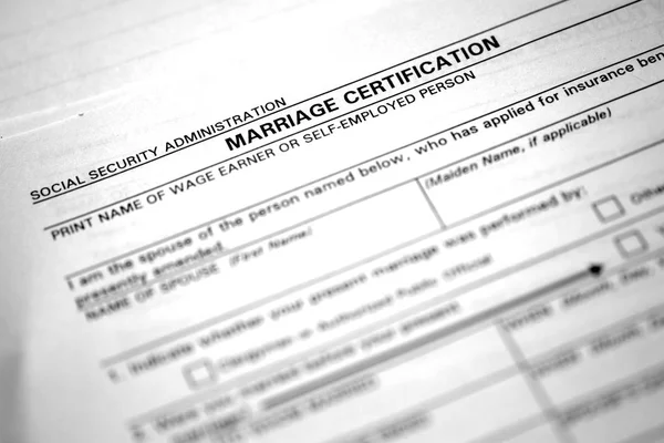 Marriage certificate paperwork certification for being married nuptials