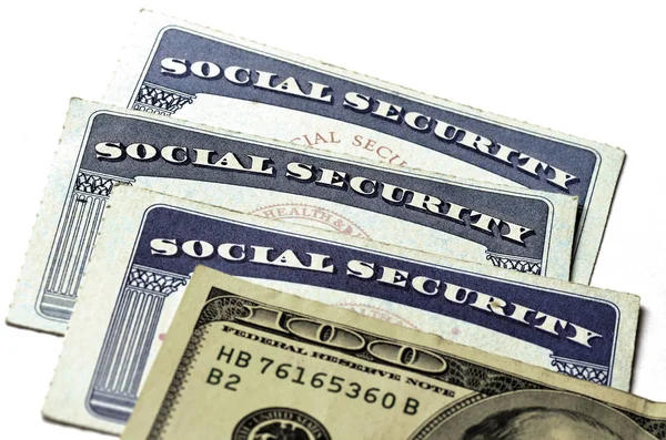 Sociale Zekerheid Kaarten Voor Identificatie Pensionering Usa — Stockfoto