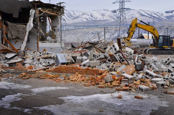 Важке Обладнання Використовується Руйнування Будівництва — стокове фото