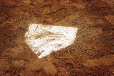 Baseball homeplate home plate in brown dirt for sports american past time clipart