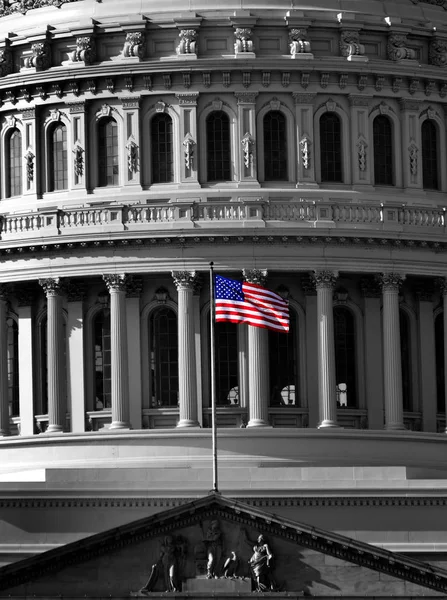 Edificio Del Capitolio Los Estados Unidos Whashington Con Bandera — Foto de Stock