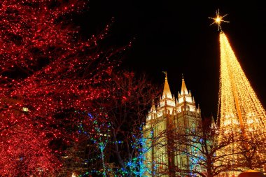 Aralık Utah Salt Lake City Mormon tapınağı Noel ışıkları