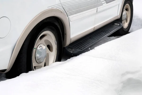 Parked Snowy Banks Snow Wintertime Cold Frozen — Stock Photo, Image