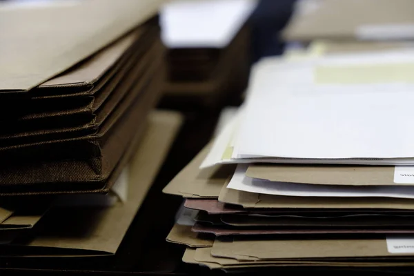 Bestanden Mappen Drukke Werkgegevens Bureau Werken — Stockfoto