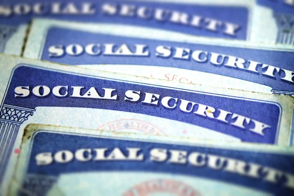 Cartões Segurança Social Simbolizando Benefícios Para Idosos Estados Unidos — Fotografia de Stock