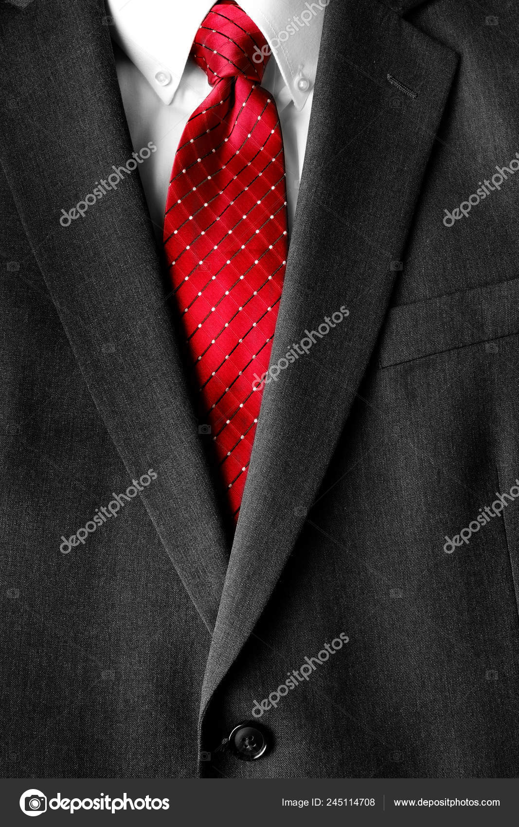 Gray Suit White Shirt Red Tie