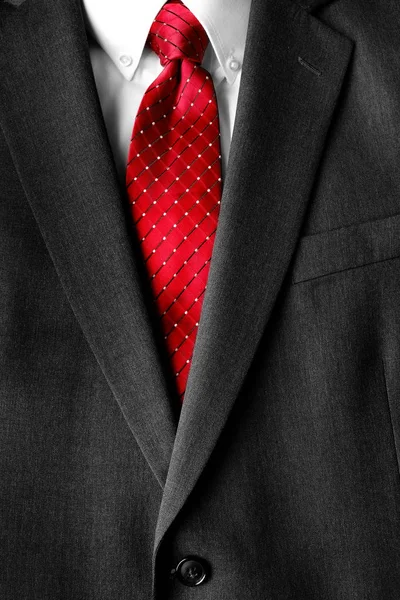 ビジネススーツ白シャツと赤ネクタイ用フォーマルウェアファッション — ストック写真
