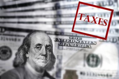 Yüz dolar faturaları Amerikan Amerika Birleşik Devletleri para kırmızı vergi Stam