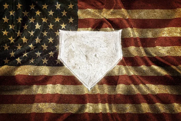 Домашняя табличка бейсбольной базы Американские спортивные соревнования — стоковое фото