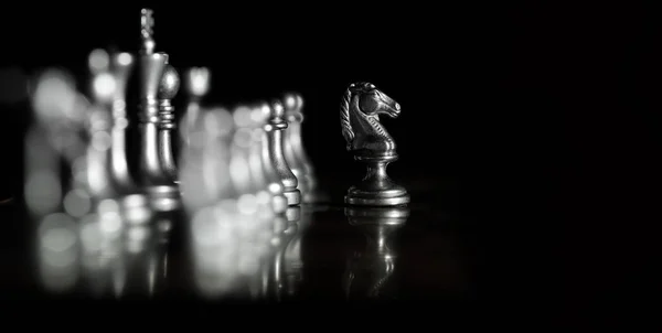 Pieces on chess board for playing game and strategy — Stock Photo, Image