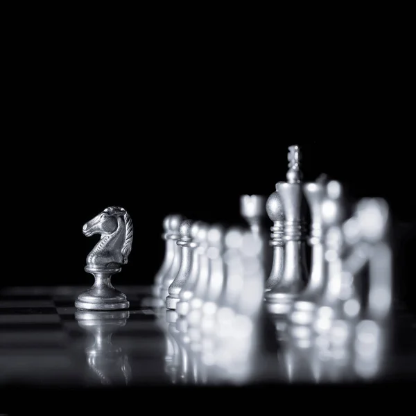 Pieces on chess board for playing game and strategy — Stock Photo, Image