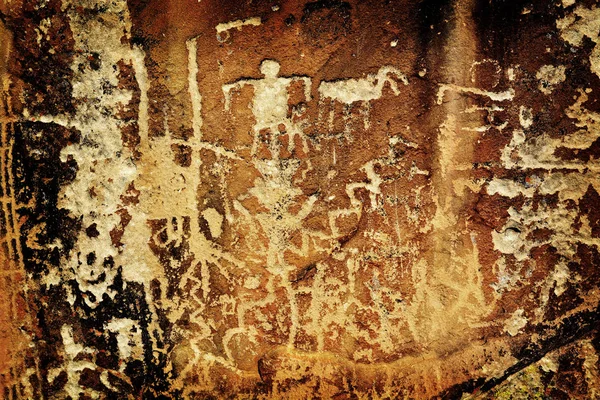 Yerli Amerikan Petroglifler Mağara Çizimleri Oymalar Wa yazma — Stok fotoğraf