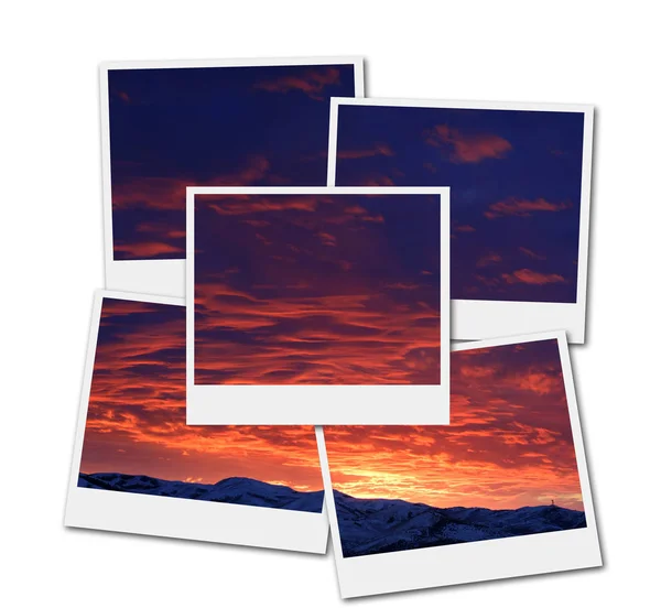 Solnedgång med berg i vildmark himmel moln filmramar — Stockfoto