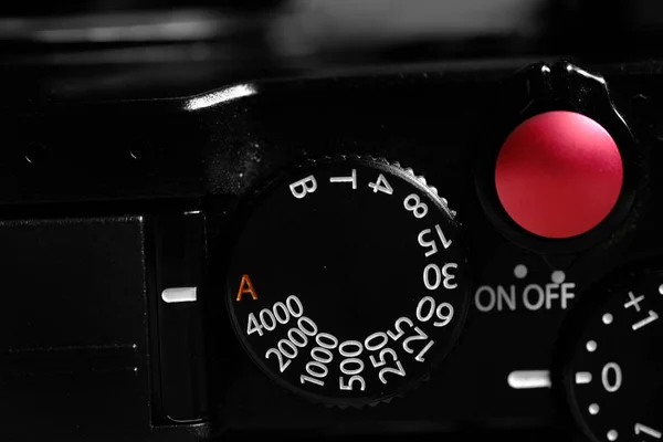 Camera met Shutter Dial Speed Settings Fotografie — Stockfoto
