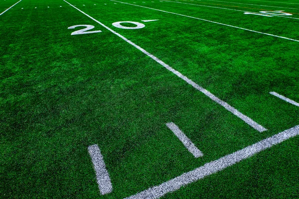 Campo Fútbol Verde Hierba Marcadores Patio Blanco Para Competencia Touchdown —  Fotos de Stock