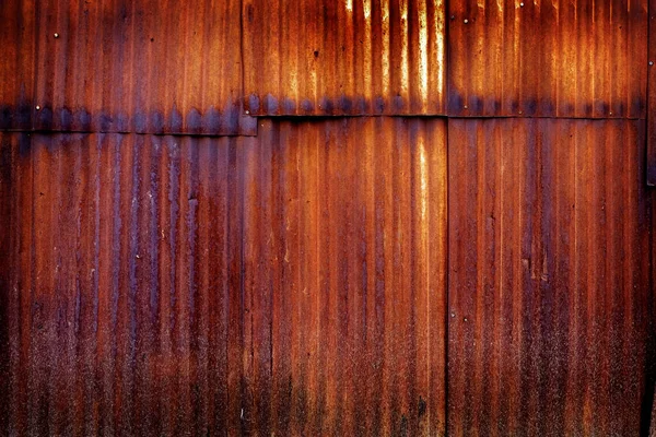 Detail Rezavé Kovové Stěny Textury Vlnité Oceli — Stock fotografie