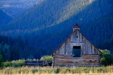 Dağ yabanı terk edilmiş eski ahır klasik binası.