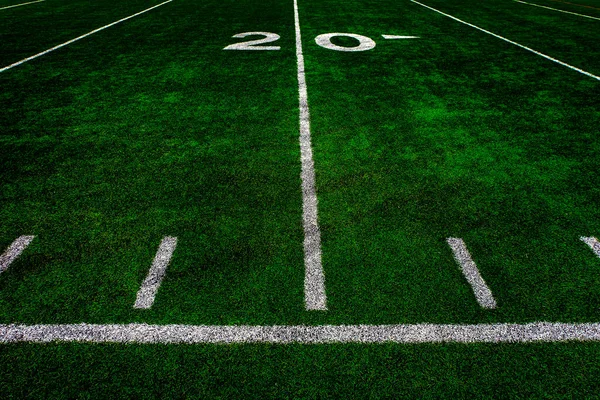 Campo Fútbol Verde Hierba Marcadores Patio Blanco Para Competencia Touchdown — Foto de Stock