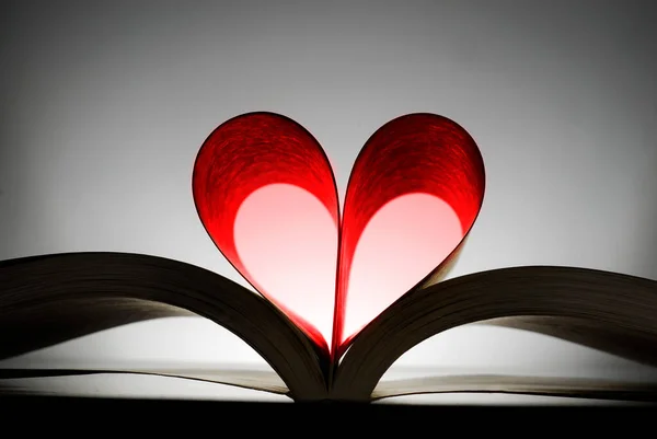 Boek Met Hartvormige Pagina Met Liefde Voor Het Lezen Van — Stockfoto
