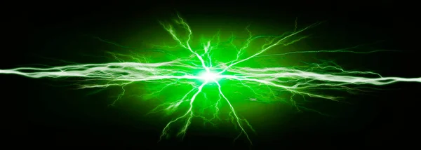 Чиста Енергія Електрика Зеленими Болтами Енергетичного Фону — стокове фото