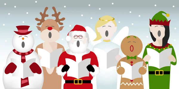 Χριστουγεννιάτικη χορωδία χαρακτήρων — Διανυσματικό Αρχείο