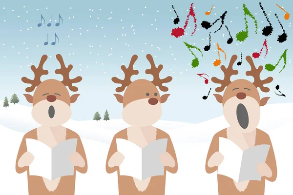 Carol singing reindeer — стоковый вектор