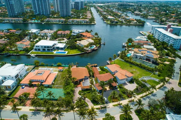 Miami Mansions Water Aerial — Stock Photo, Image
