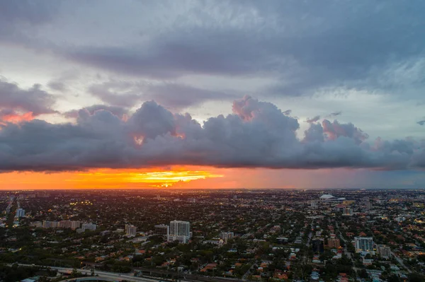 Légi Trópusi Vihar Felhők Miami Florida — Stock Fotó