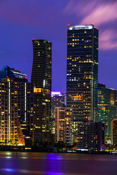 Ciudad Brickell Miami Florida Por Noche —  Fotos de Stock