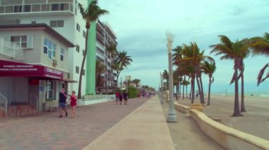 Seyahat hedef Hollywood Beach Florida Bisiklet şeritli ve tahta