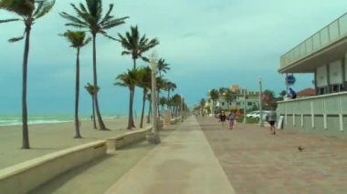 Seyahat hedef Hollywood Beach Florida Bisiklet şeritli ve tahta
