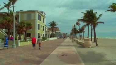 Seyahat hedef Hollywood Beach Florida Bisiklet şeritli ve tahta