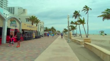 Seyahat hedef Hollywood Beach Florida Bisiklet şeritli ve tahta