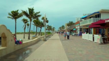 Seyahat hedef Hollywood Beach Florida Bisiklet şeritli ve tahta