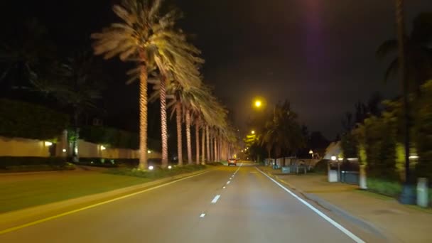 Driving Pov Golden Beach Residential Neighborhood Night — Stock Video