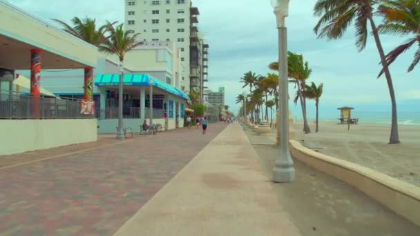 Travel Destination Hollywood Beach Florida Bike Lane Boardwalk — Stock Video