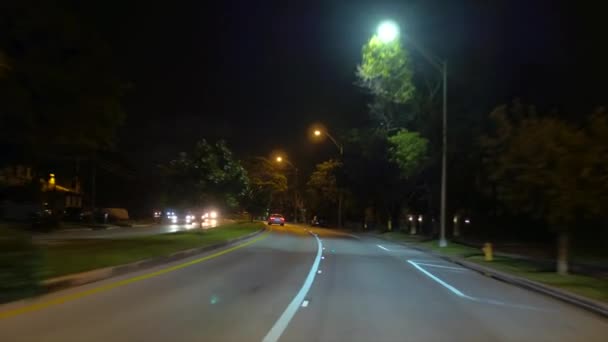 Miami Beach Alton Road Driving Night Point View — Stock Video