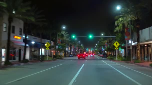 夜间驱动器冲浪迈阿密海滩佛罗里达运动镜头 — 图库视频影像