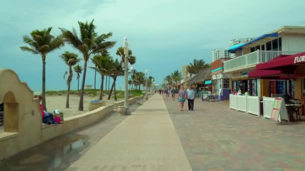 Travel Destination Hollywood Beach Florida Bike Lane Boardwalk — Stock Video