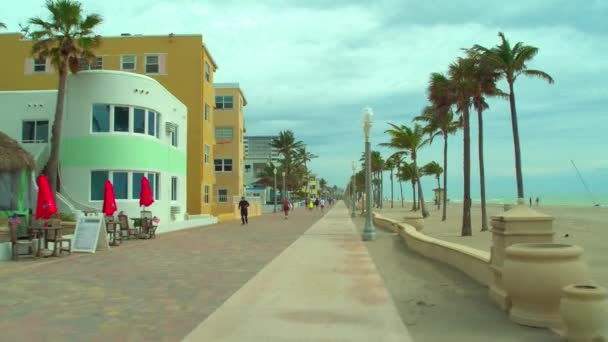 Travel Destination Hollywood Beach Florida Bike Lane Boardwalk — Stock Video