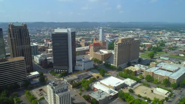 Birmingham Verenigde Staten Juni 2018 Luchtfoto Drone Beelden Van Downtown — Stockvideo